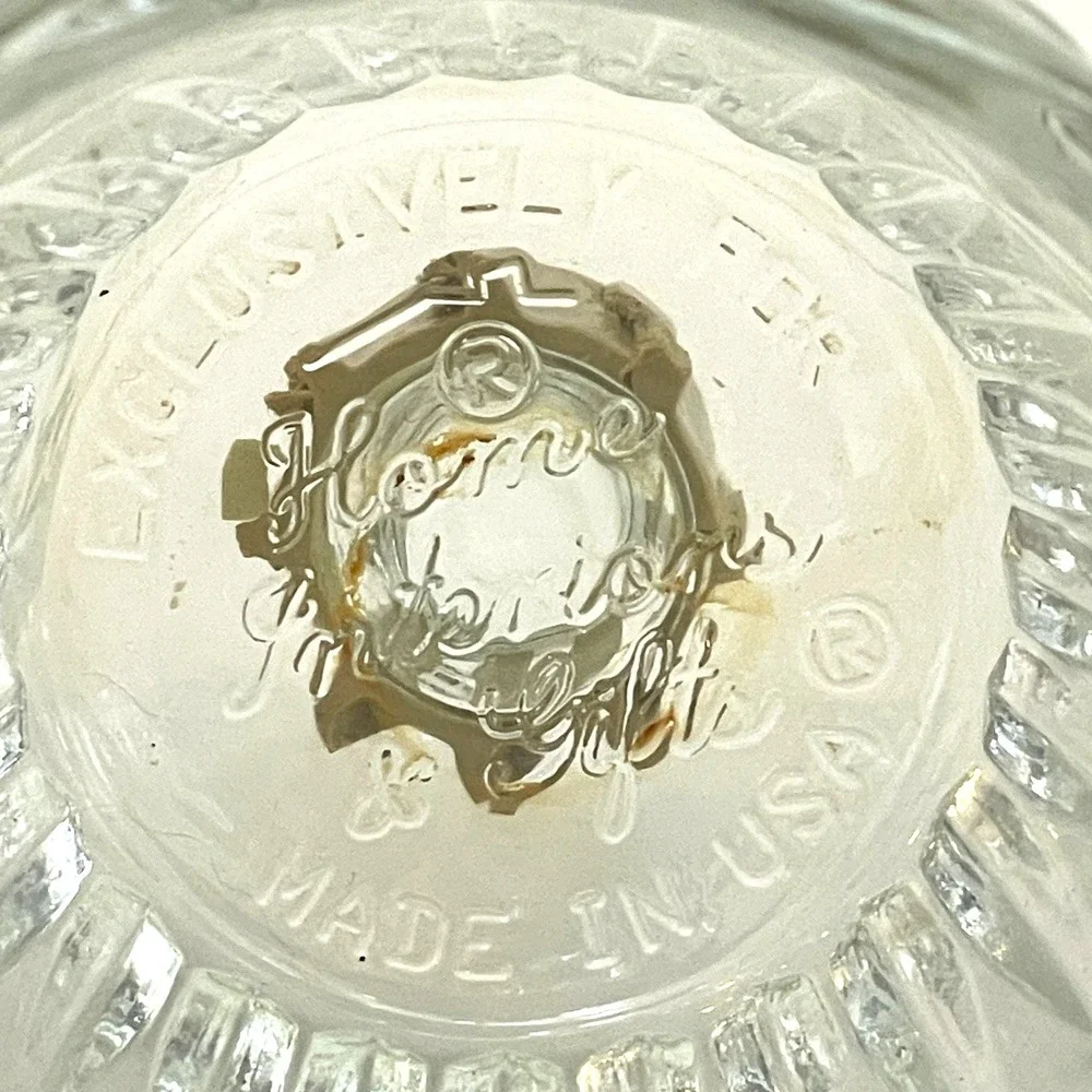 Home Interiors HOMCO Clear Diamond Cut Glass Rose Peg Votive Candle Holder Set 2